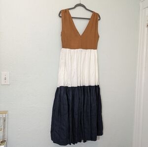 NWT en saison Women's Palmero Linen blend Midi Dress Clothing Multi MEDIUM